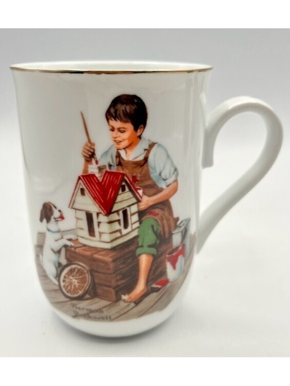 Vintage Dollhouse For Sis Norman Rockwell 1982 Fine Porcelain 24kt Gold Trim